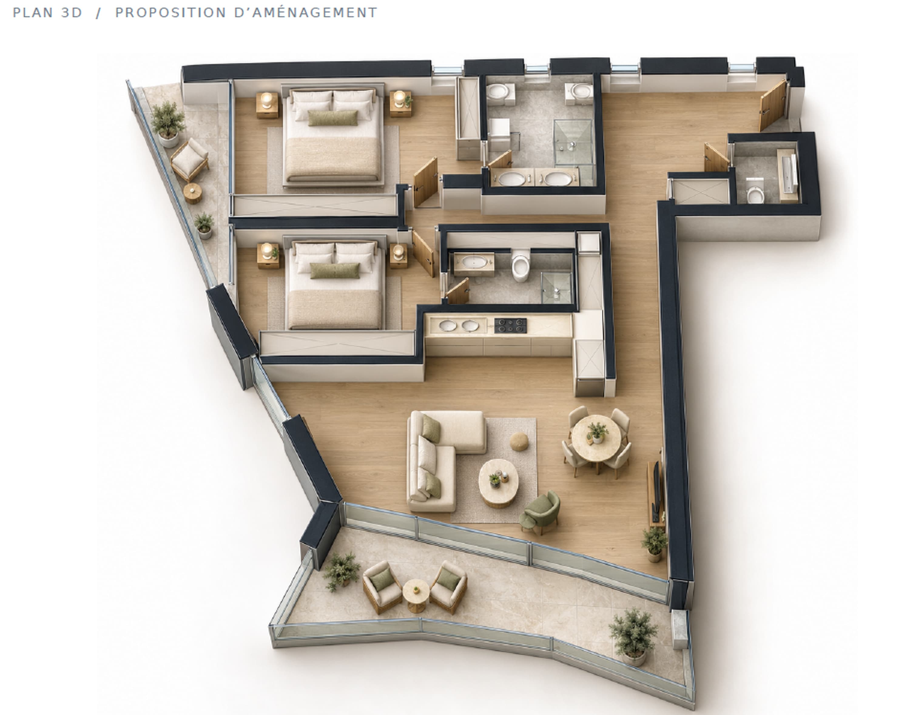 Mirabeau · 2 · Bedroom Apartment With Sea And Casino Square Views, floor plan 1
